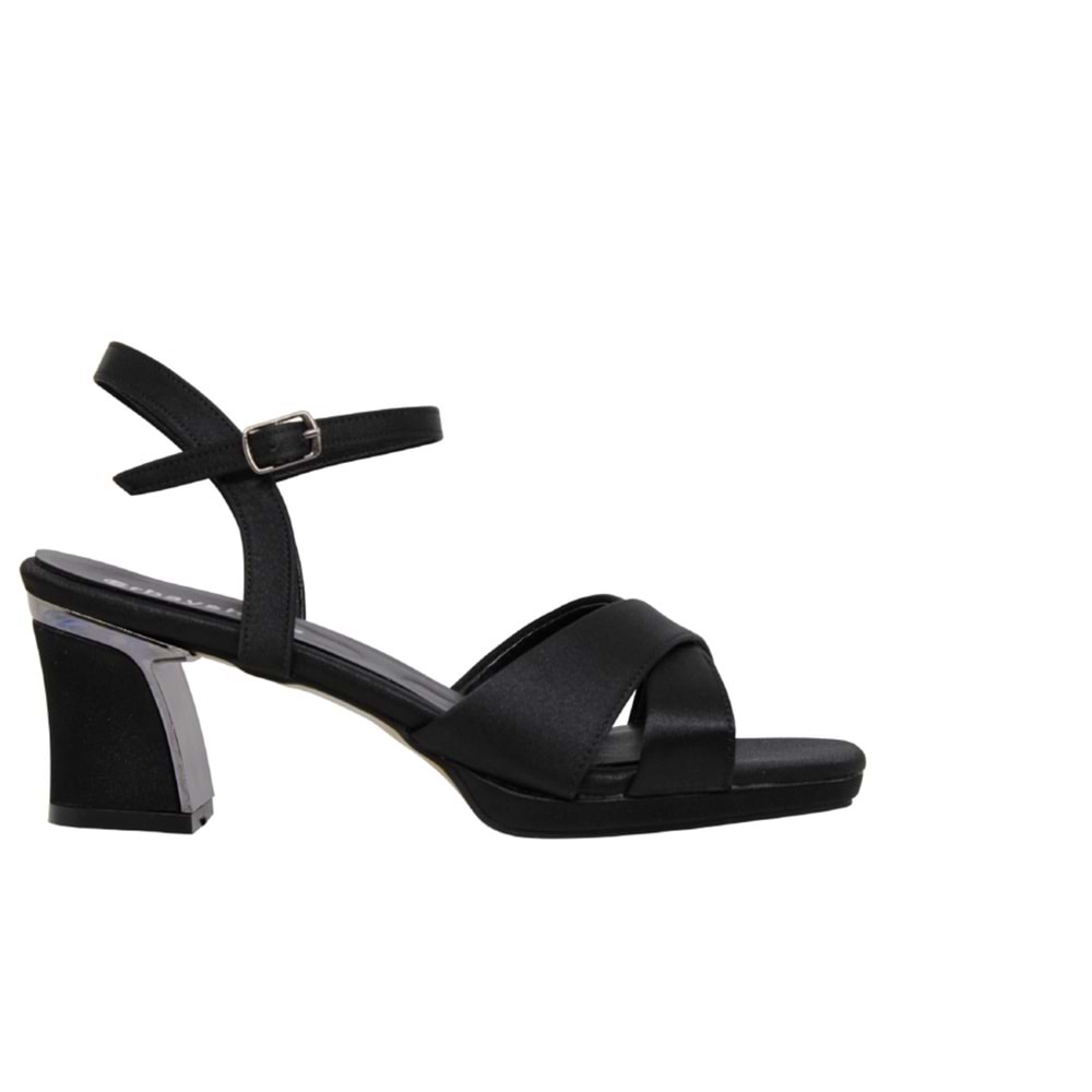 Z- ERBAY SANDALET - PLATFORM - 508 - SATEN-SİYAH