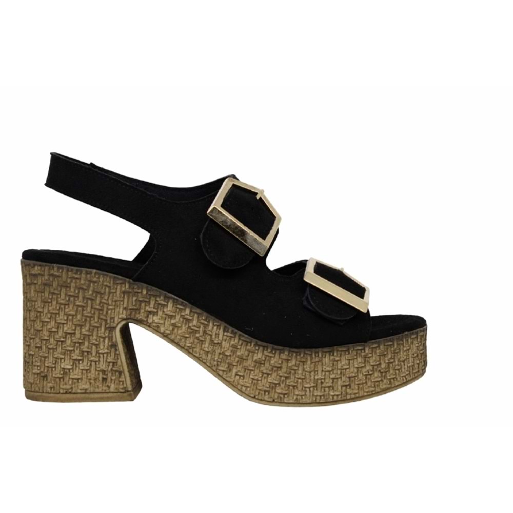 Z- ŞANZELİZE SANDALET - K-506 - SİYAH-SÜET