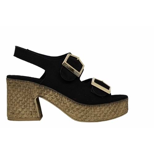 Z- ŞANZELİZE SANDALET - K-506 - SİYAH-SÜET