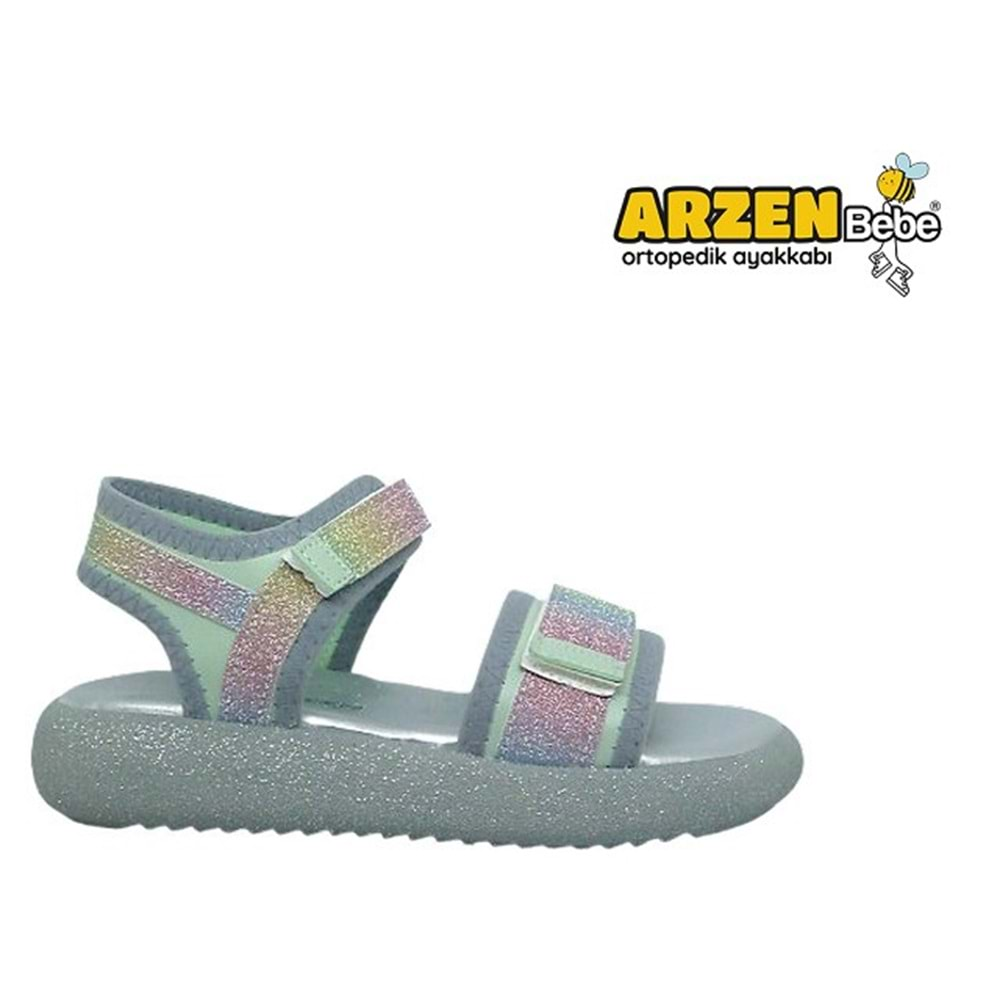 F- ARZEN SANDALET - POLİ - KIZ - 3550 - YEŞİL-GÖKKUŞAĞI