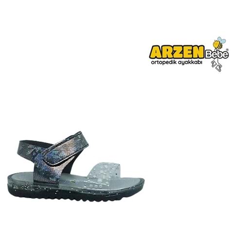 B- ARZEN SANDALET - KIZ - 7020 - SİYAH-SİMLİ