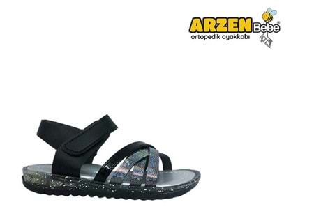 P- ARZEN SANDALET - KIZ - 8003 - SİYAH-SİMLİ