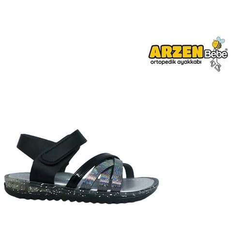 P- ARZEN SANDALET - KIZ - 8003 - SİYAH-SİMLİ