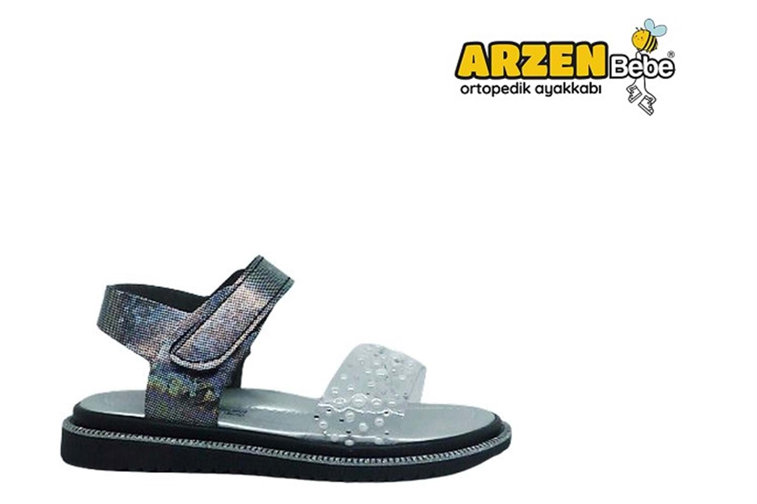 P- ARZEN SANDALET - KIZ - 8020 - SİYAH-SİMLİ