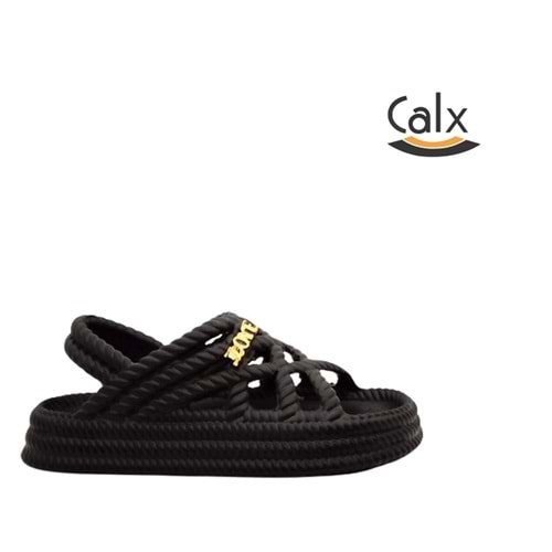 F- CALX HASIR ÖRGÜLÜ SANDALET - EF-7070 - SİYAH
