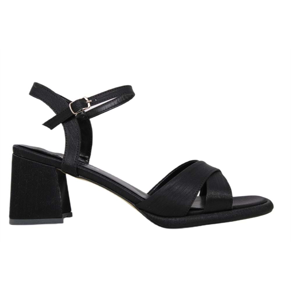 Z- ERBAY SANDALET - PLATFORM - 405 - SATEN-SİYAH - 41-42 NO