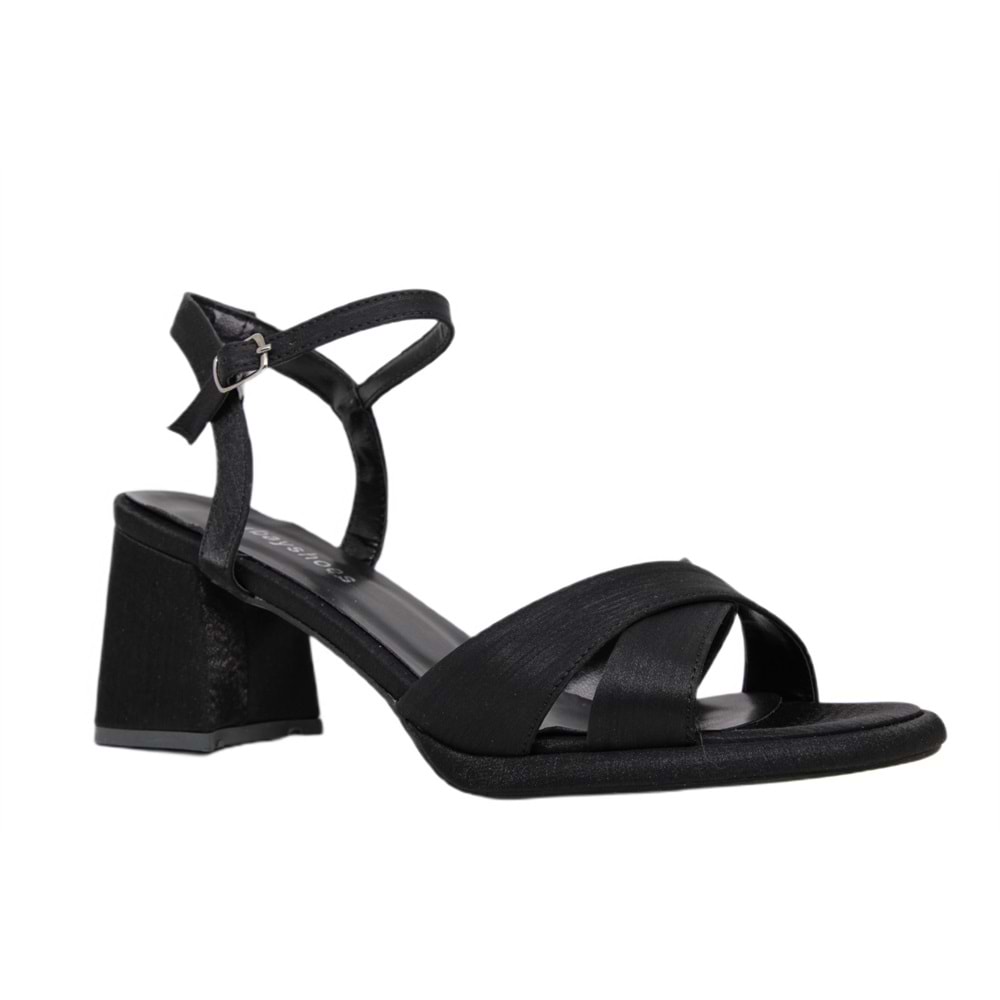 Z- ERBAY SANDALET - PLATFORM - 405 - SATEN-SİYAH - 41-42 NO
