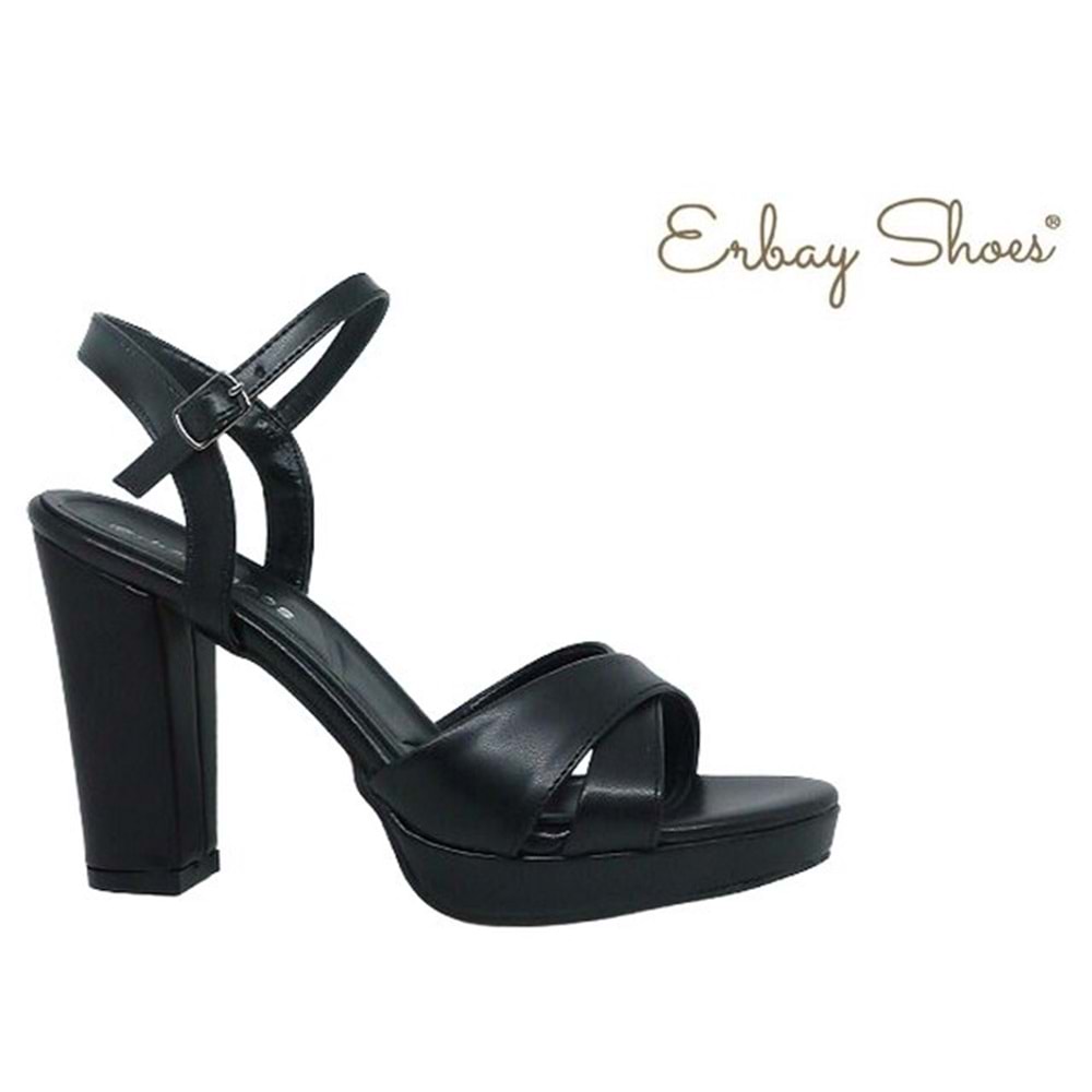 Z- ERBAY SANDALET - PLATFORM - 308 - CİLT-SİYAH