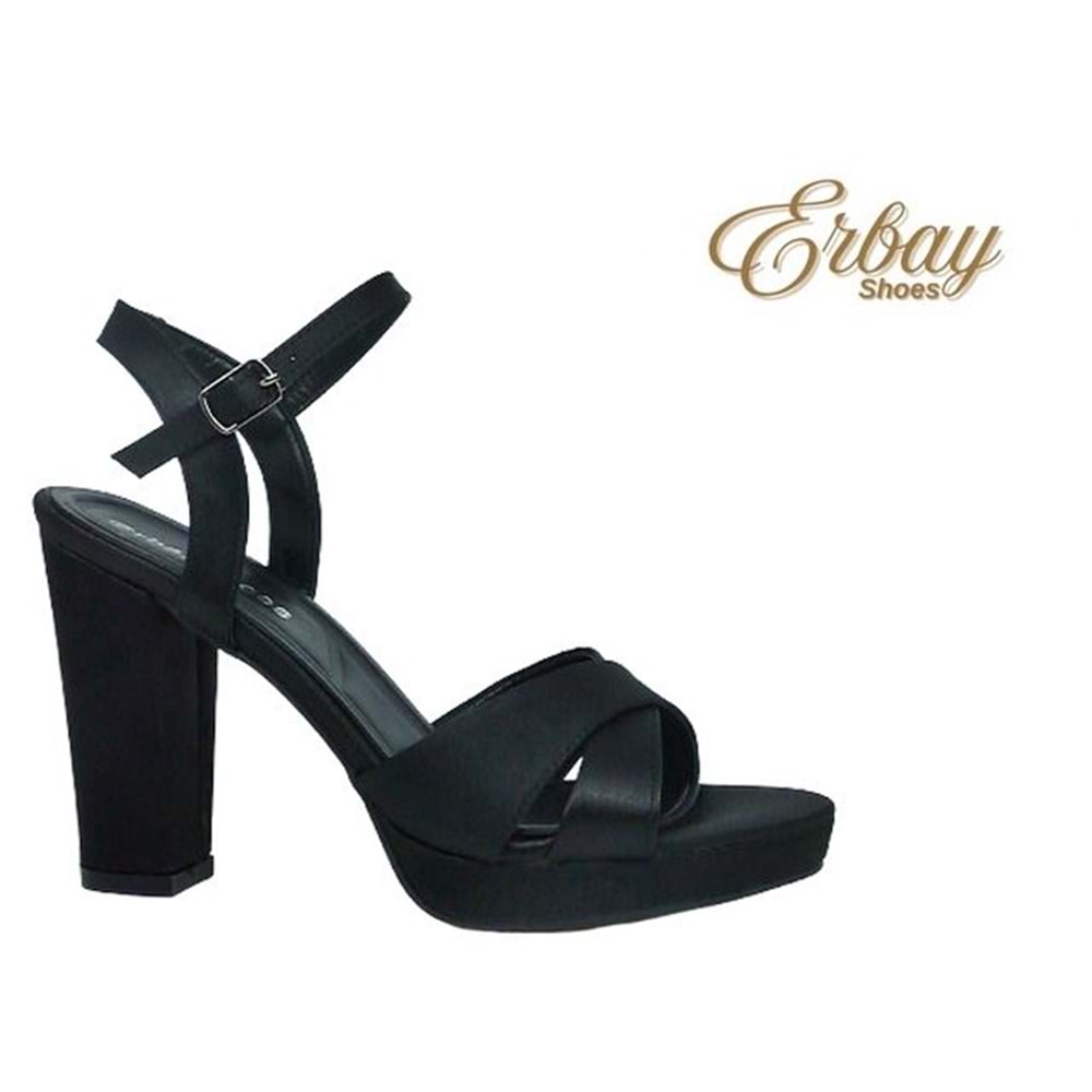 Z- ERBAY SANDALET - PLATFORM - 308 - SATEN-SİYAH