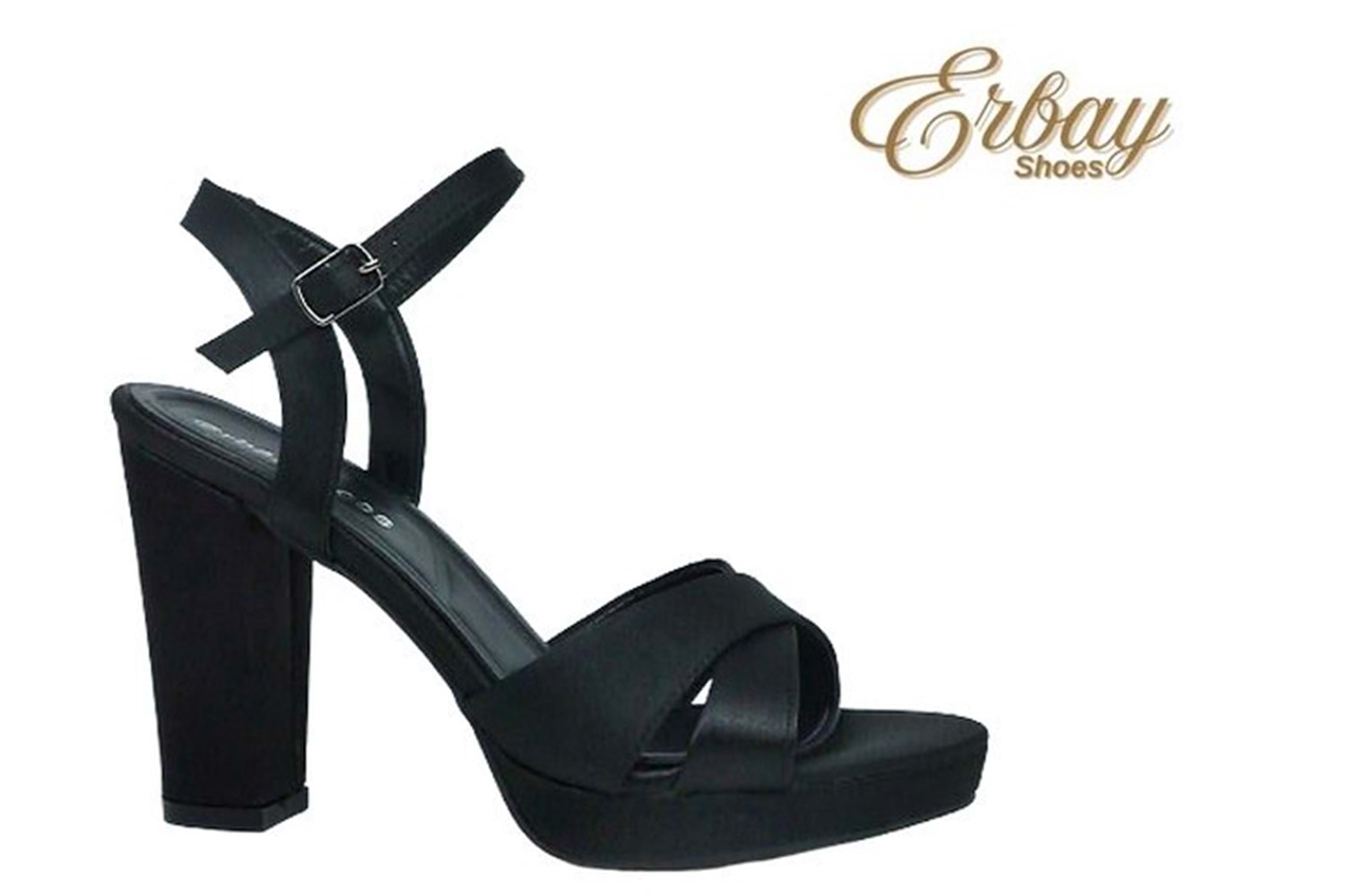 Z- ERBAY SANDALET - PLATFORM - 308 - SATEN-SİYAH