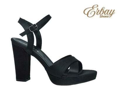 Z- ERBAY SANDALET - PLATFORM - 308 - SATEN-SİYAH