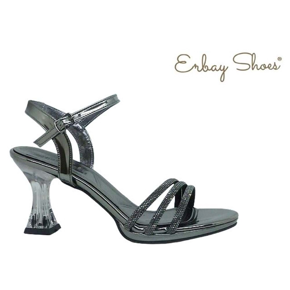 Z- ERBAY SANDALET - ŞEFFAF TOPUK - 84 - CİLT-PLATİN