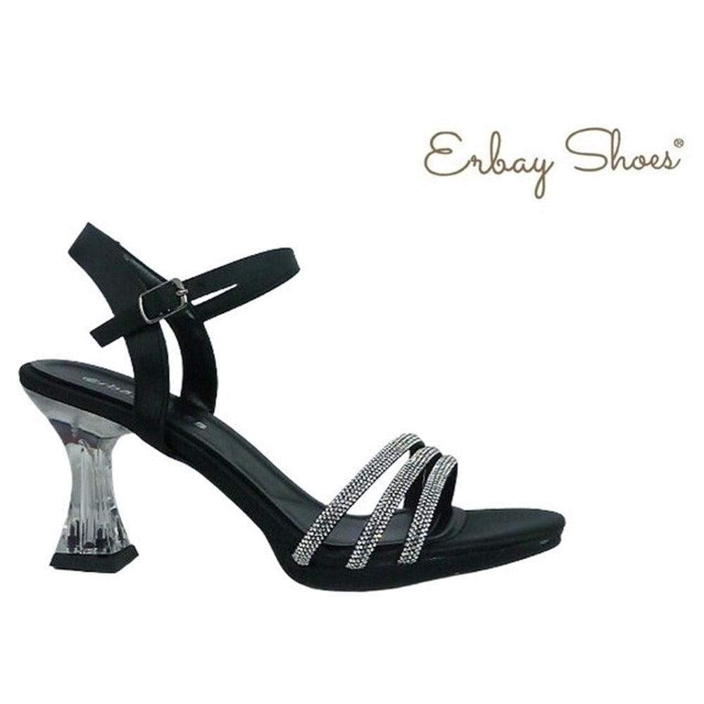 Z- ERBAY SANDALET - ŞEFFAF TOPUK - 84 - CİLT-SİYAH