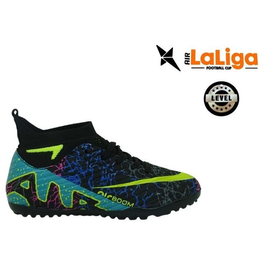 F- AIR LALİGA H.SAHA - 600 - ÇORAPLI - SİYAH-TURKUAZ-DESENLİ