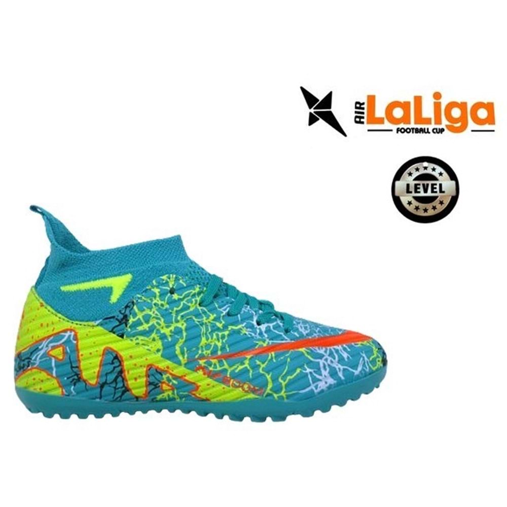 F- AIR LALİGA H.SAHA - 600 - ÇORAPLI - TURKUAZ-SARI-DESENLİ