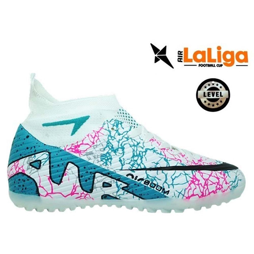 M- AIR LALİGA H.SAHA - 600 - ÇORAPLI - BEYAZ-TURKUAZ-DESENLİ