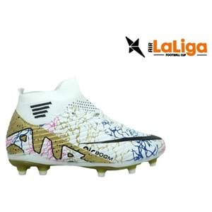 F- AIR LALİGA KRAMPON - 565 - ÇORAPLI - BEYAZ-ALTIN-DSL-28-32