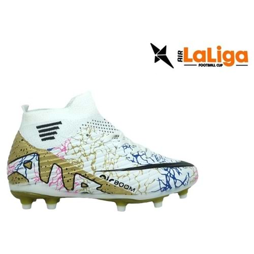 F- AIR LALİGA KRAMPON - 565 - ÇORAPLI - BEYAZ-ALTIN-DSL-28-32