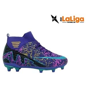 F- AIR LALİGA KRAMPON - 565 - ÇORAPLI - MOR-TURKUAZ-DESENLİ