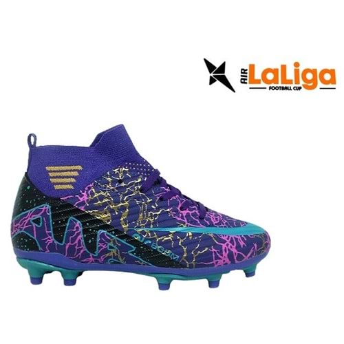 F- AIR LALİGA KRAMPON - 565 - ÇORAPLI - MOR-TURKUAZ-DESENLİ