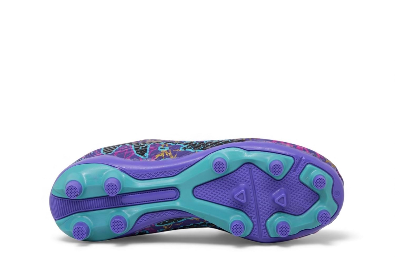 F- AIR LALİGA KRAMPON - 565 - ÇORAPLI - MOR-TURKUAZ-DESENLİ