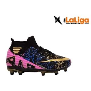 F- AIR LALİGA KRAMPON - 565 - ÇORAPLI - SİYAH-ALTIN-DSL-28-32