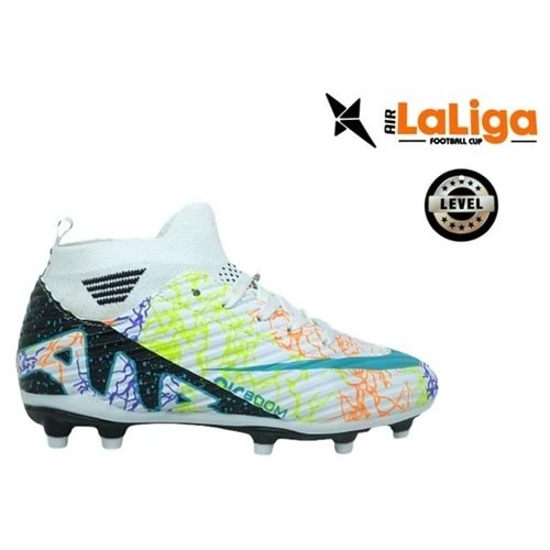 F- AIR LALİGA KRAMPON - 600 - ÇORAPLI - BEYAZ-SİYAH-DESENLİ