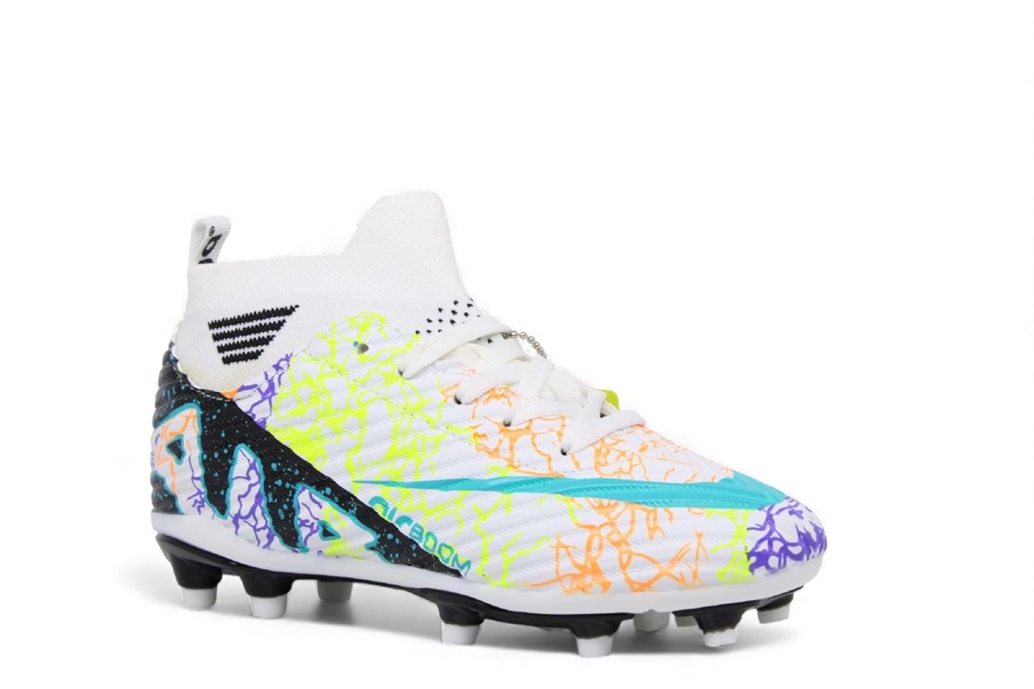 F- AIR LALİGA KRAMPON - 600 - ÇORAPLI - BEYAZ-SİYAH-DESENLİ