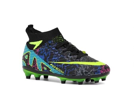 F- AIR LALİGA KRAMPON - 600 - ÇORAPLI - SİYAH-SARI-DESENLİ