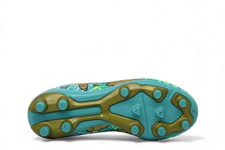 F- AIR LALİGA KRAMPON - 600 - ÇORAPLI - TURKUAZ-ALTIN-DESENLİ