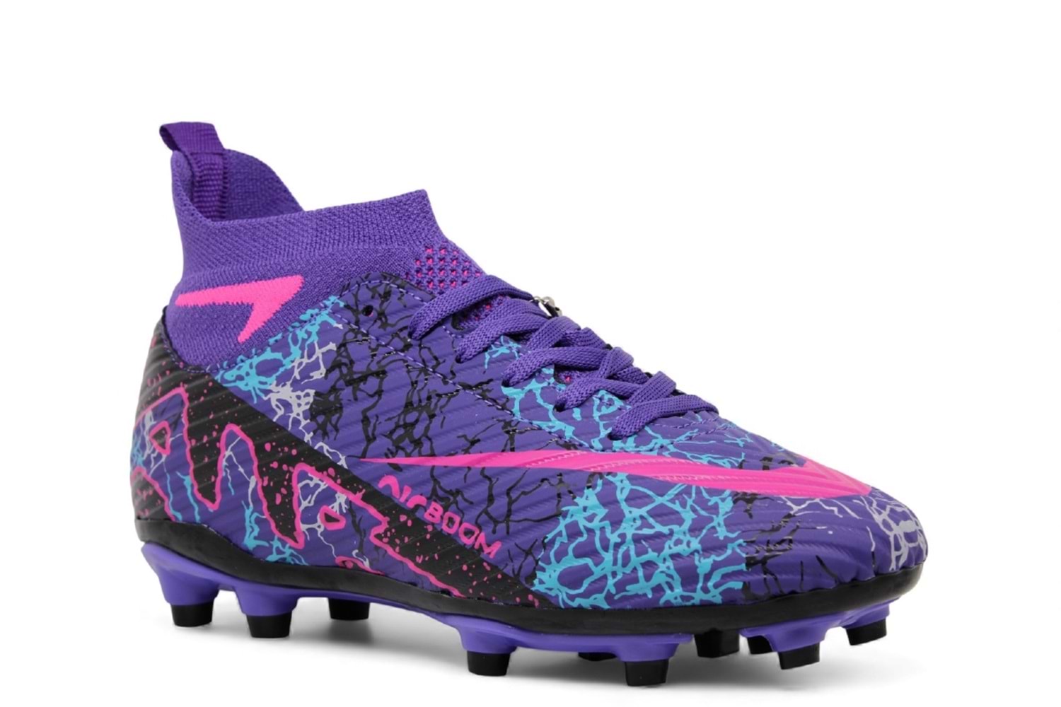 G- AIR LALİGA KRAMPON - 600 - ÇORAPLI - MOR-FUJYA-DESENLİ