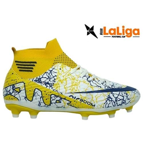 M- AIR LALİGA KRAMPON - 565 - ÇORAPLI - BEYAZ-SARI-DESENLİ