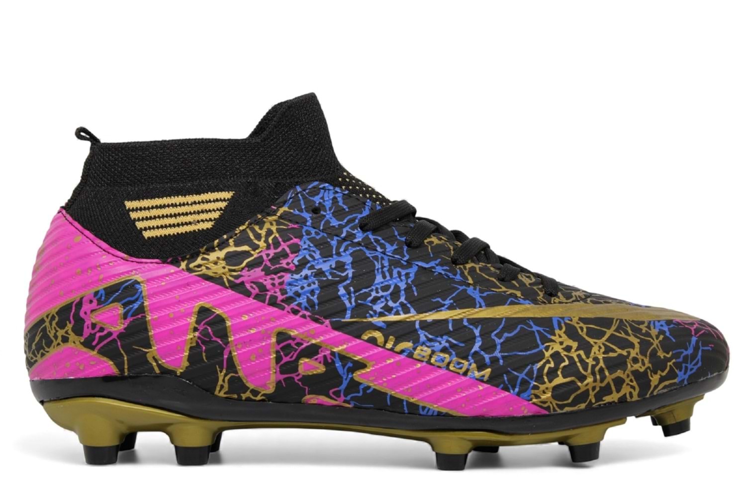 M- AIR LALİGA KRAMPON - 565 - ÇORAPLI - SİYAH-ALTIN-DESENLİ