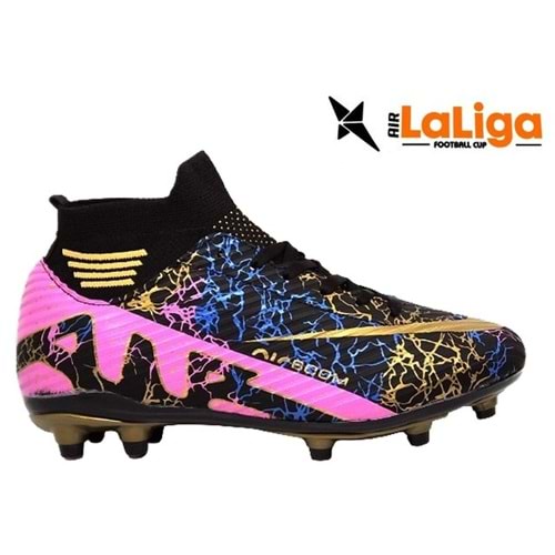 M- AIR LALİGA KRAMPON - 565 - ÇORAPLI - SİYAH-ALTIN-DESENLİ