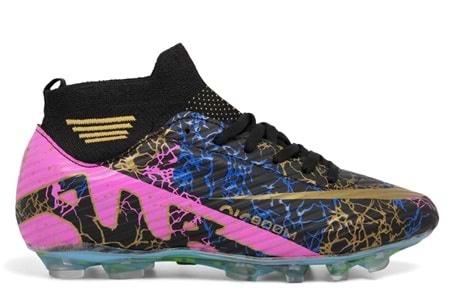 M- AIR LALİGA KRAMPON - 565 - ÇORAPLI - SİYAH-ALTIN-DESENLİ-ŞEFFAF