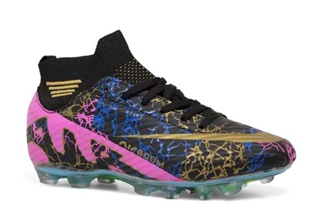 M- AIR LALİGA KRAMPON - 565 - ÇORAPLI - SİYAH-ALTIN-DESENLİ-ŞEFFAF