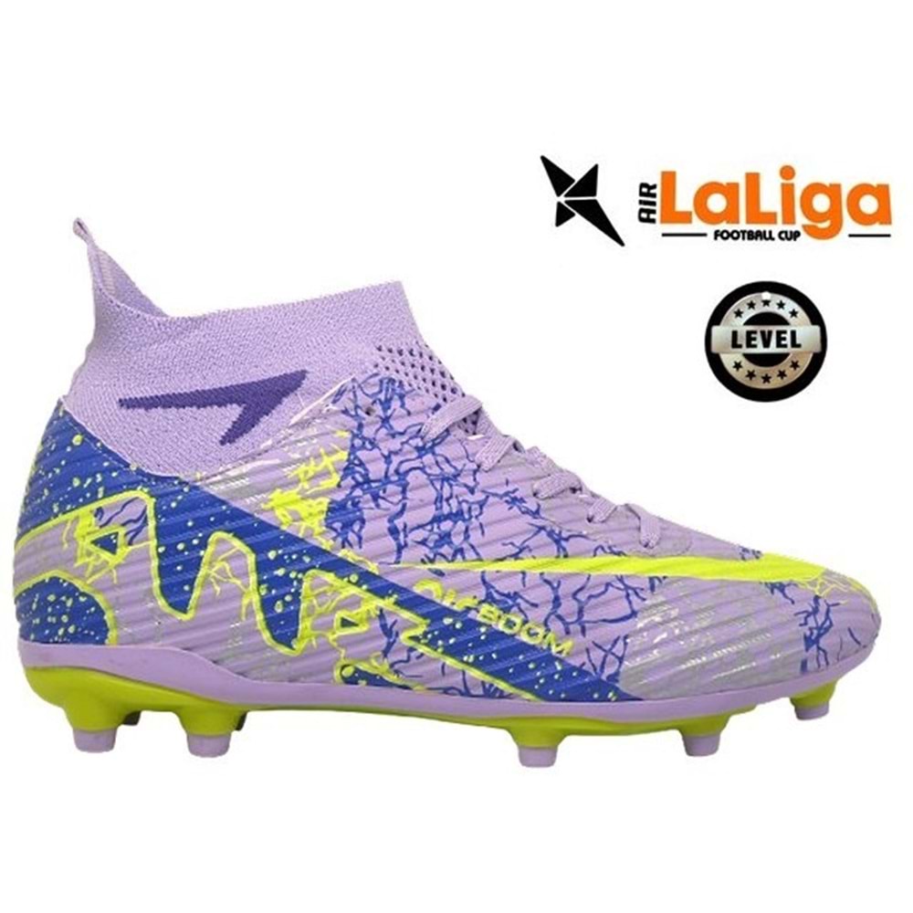 M- AIR LALİGA KRAMPON - 600 - ÇORAPLI - LİLA-MOR-DESENLİ