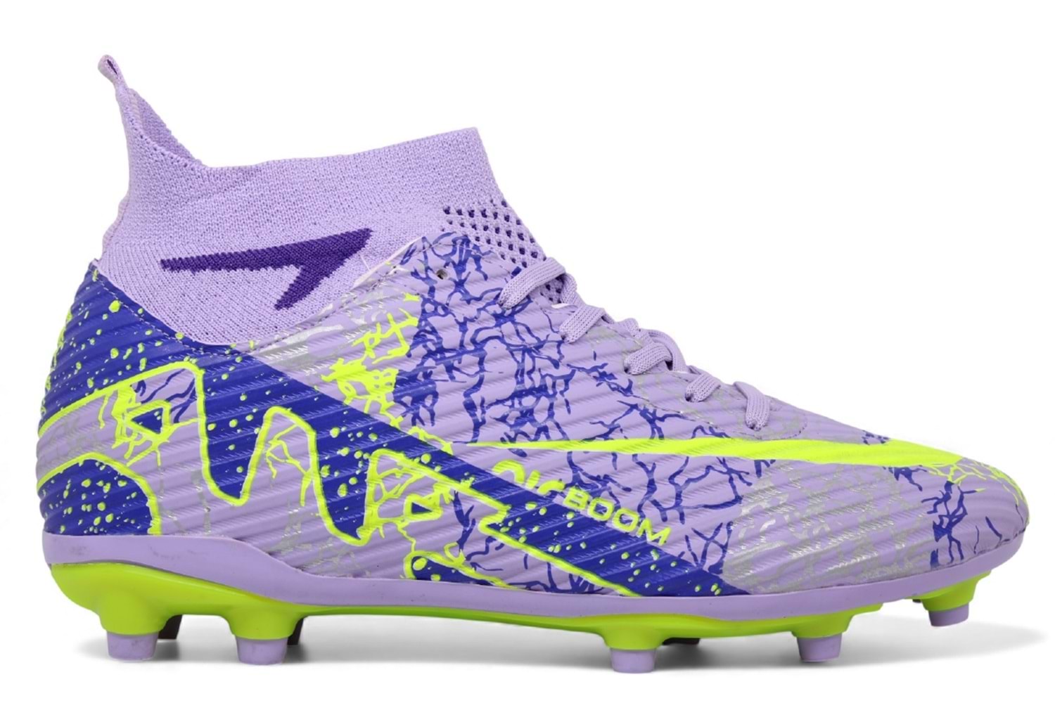 M- AIR LALİGA KRAMPON - 600 - ÇORAPLI - LİLA-MOR-DESENLİ