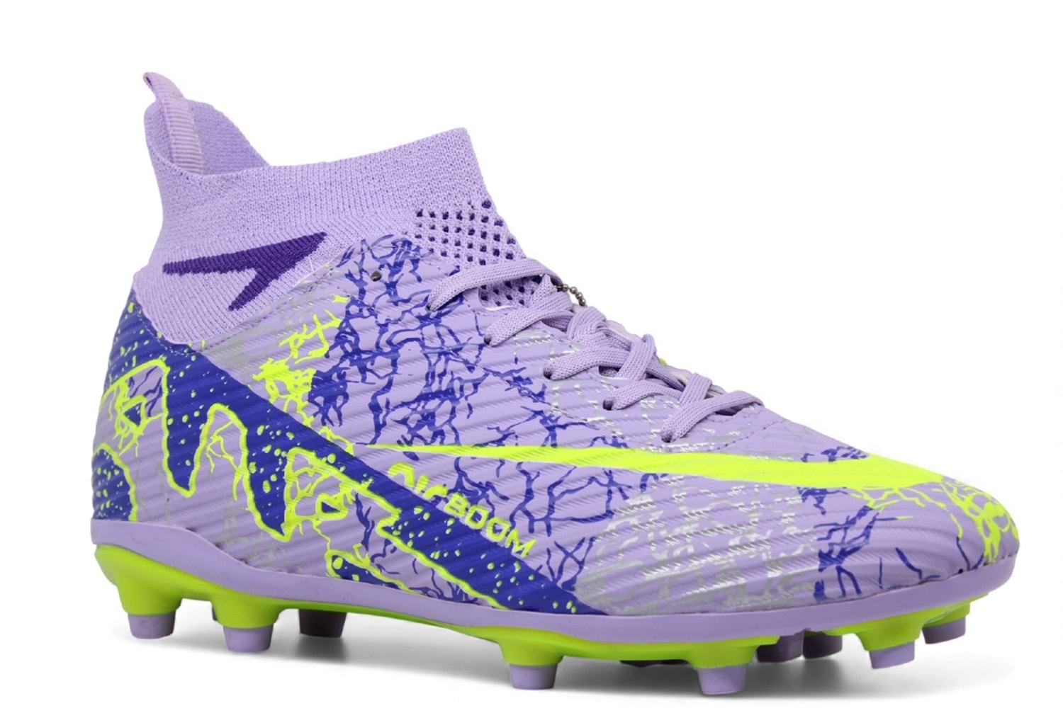 M- AIR LALİGA KRAMPON - 600 - ÇORAPLI - LİLA-MOR-DESENLİ