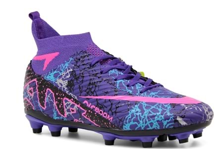 M- AIR LALİGA KRAMPON - 600 - ÇORAPLI - MOR-FUJYA-DESENLİ