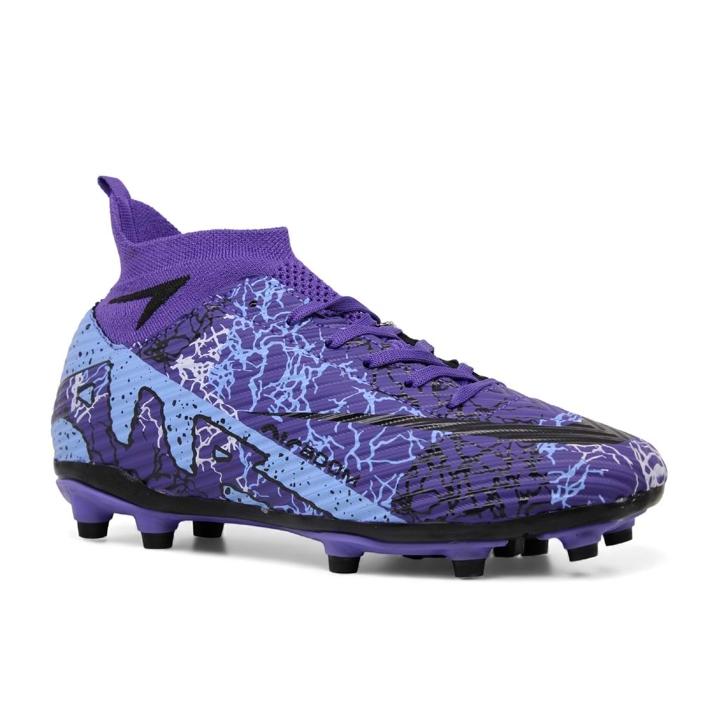 M- AIR LALİGA KRAMPON - 600 - ÇORAPLI - MOR-SİYAH-DESENLİ