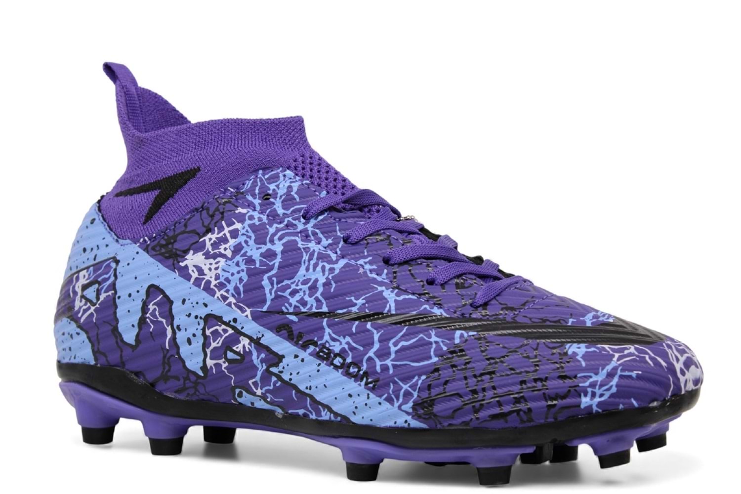 M- AIR LALİGA KRAMPON - 600 - ÇORAPLI - MOR-SİYAH-DESENLİ