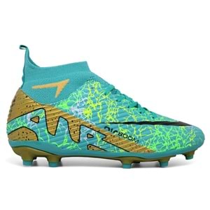 M- AIR LALİGA KRAMPON - 600 - ÇORAPLI - TURKUAZ-ALTIN-DESENLİ