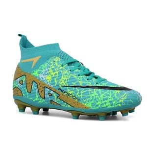 M- AIR LALİGA KRAMPON - 600 - ÇORAPLI - TURKUAZ-ALTIN-DESENLİ