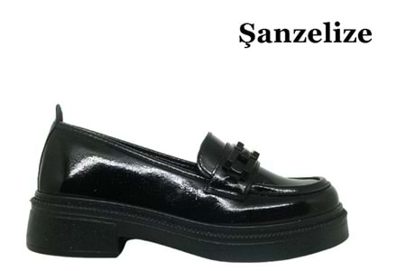 Z- ŞANZELİZE AYAKKABI - K-25 - SİYAH-KIRIŞIK-SİYAH-TOKA