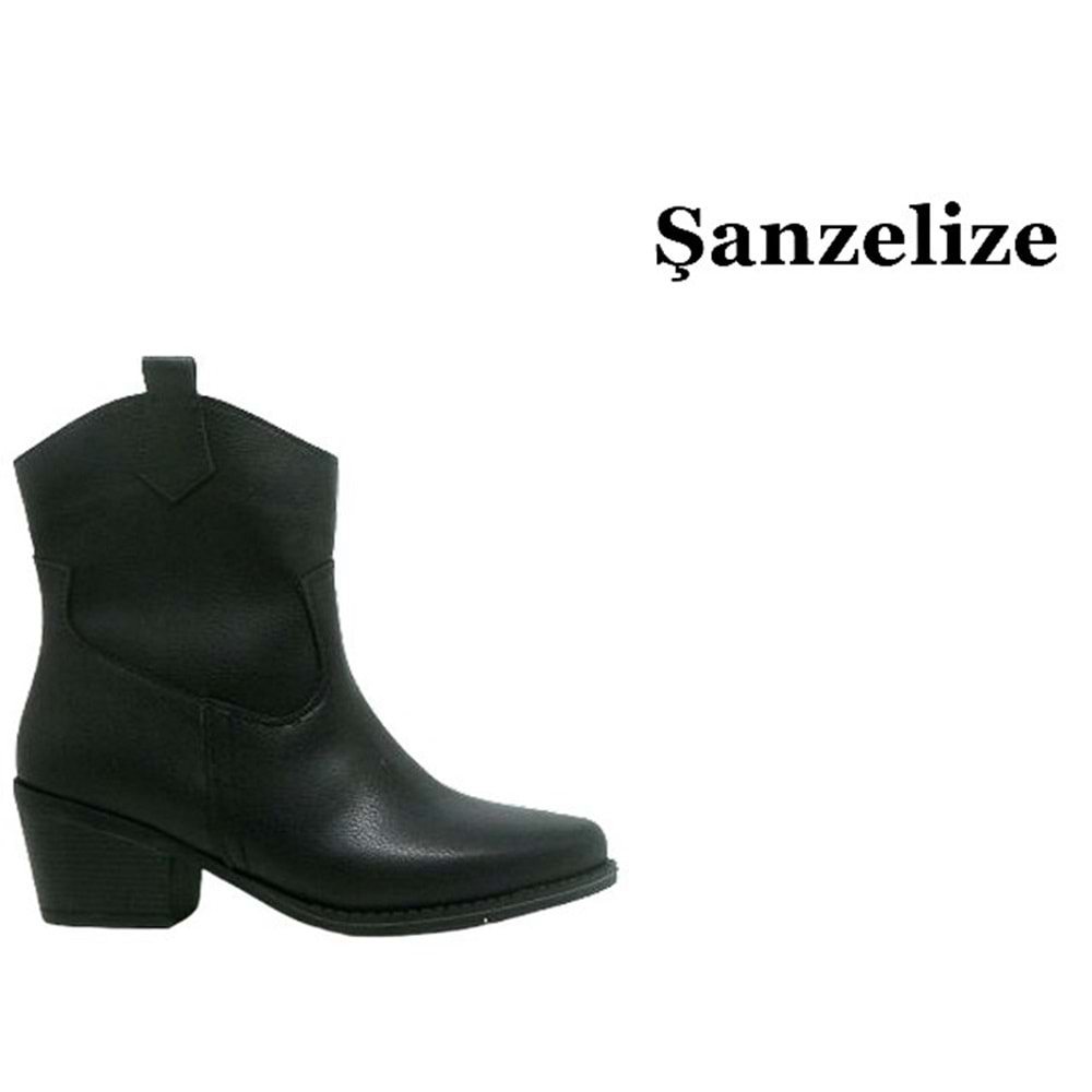 Z- ŞANZELİZE ÇİZME KISA - K-151 - WESTERN - CİLT-SİYAH