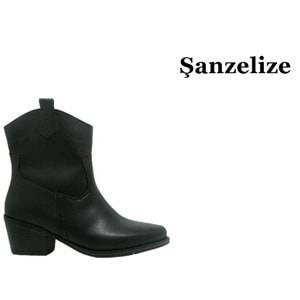 Z- ŞANZELİZE ÇİZME KISA - K-151 - WESTERN - CİLT-SİYAH