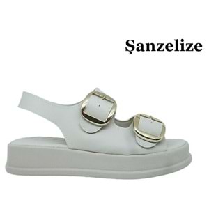 Z- ŞANZELİZE SANDALET - K-106 - BEJ-CİLT-ALTIN-TOKA