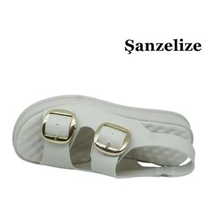 Z- ŞANZELİZE SANDALET - K-106 - BEJ-CİLT-ALTIN-TOKA