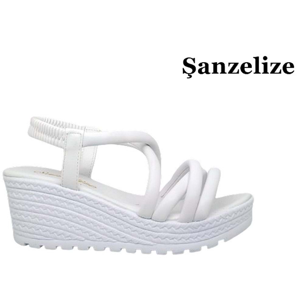 Z- ŞANZELİZE SANDALET - K-300 - CİLT-BEYAZ